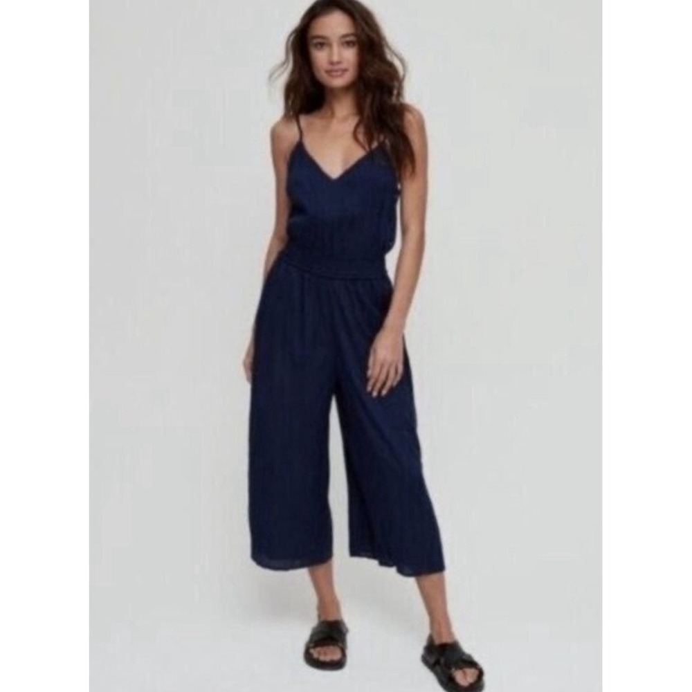 Women's Wilfred Aritzia Irene La Boheme Jumpsuit XXS Modal Navy‎ Boho Beach